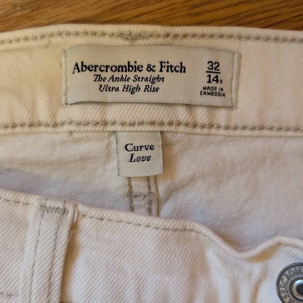 Abercrombie & Fitch Cream and Grey Jeans